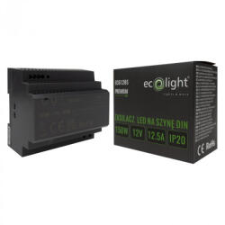 ECOLight DIN sínre szerelhető tápegység LED szalagokhoz 150W 12V 12.5A IP20 PREMIUM Ecolight (ECOZAS0926)