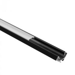 Ecolight Sarokba szerelhető alumínium LED profil, fekete, 2 m, matt borítással, LED szalagokhoz + végzárókkal, R sorozat, Ecolight (ECOPRO0430MR)