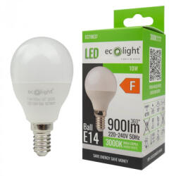 ECOLight LED izzó gömb alakú P45 E14 10W 900lm 3000K meleg fényű ökofény (ECOLED1491)