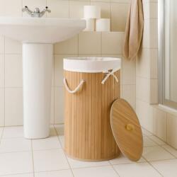 Juskys Coș de rufe rotund din bambus, 55 l, cu capac și sac (300351)