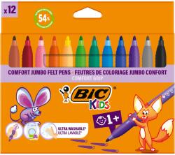 BIC Kids Comfort Jumbo színező markerek ultra-mosható vízbázisú tintával - vegyes színek, 12 darabos készlet
