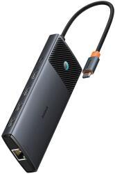 Baseus Metal Gleam II 10in1 HDMI USB-A USB-C RJ45 SD/TF Hub - Szürke