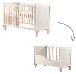 FreeON Patut Bebe FreeON 120x60cm Transformabil Cu Bariera De Siguranta Din Lemn De Pin Si Mdf Cu Sina Speciala Pentru Dentitie Stabil Si Rezistent Ava Alb (49164)