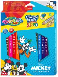 Colorino Kids színes ceruza, Mickey és barátai, Háromszög alakú, Jumbo, 12 + 1 szín (89861PTR)