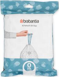 Brabantia PerfectFit Szemeteszsák - O Méret, 30 L, Visszazárható Adagoló Csomag, 40 Zsák/Csomag