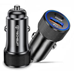 Techsuit C2 USB-A + USB-C ABS Metal 5V/3A 48W Negru (KF2353914) - vexio