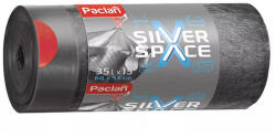 Paclan Silver Space Zárószalagos Szemeteszsák 35 L 15 db/Tekercs 53x60 cm 28My Rugalmas 2 Rétegű Szakadásálló