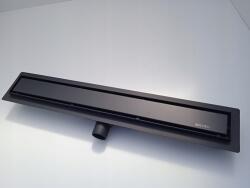 BALNEO Lineáris Lefolyó Fekete 70CM Mély Ülepítő Rozsdamentes Acél Alacsony Beépítés (Duplex Next Black 70)