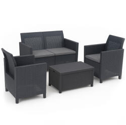 Keter Claire IV 4 személyes kerti bútor garnitúra arica tárolós asztallal grafit (221044_252978_252689) - geminiduo