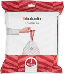 Brabantia PerfectFit Szemeteszsák - J Méret, 20-25 L, Visszazárható Adagoló Csomag, 40 Zsák/Csomag