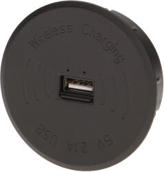  Vezetéknélküli USB töltő, fekete (OR-AE-1367/B)