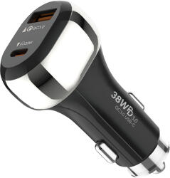  USB+USB-C autós töltő 38W gyorstöltés (75-777)