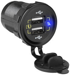  Kétportos USB autós töltő rögzítéssel (75-697)