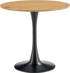 TEMPO KONDELA Étkezőasztal, tölgy/fekete, átmérő 80 cm, REVENTON NEW
