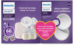 Philips Elektromos Dupla Mellszívó (SCF397/31) + 100 db Ajándék Melltartóbetét - Natural Motion Technológia, 8 Stimulációs és 16 Fejési Üzemmód, Halk és Kényelmes Használat