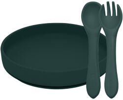 Petite&Mars PETITE&MARS Szilikon 2 részes étkészlet TAKE&MATCH tányér + evőeszközök Misty Green 6hó+