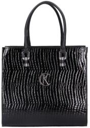 Karen fekete erezett / krokkomintás rostbőr női válltáska d648 karmen