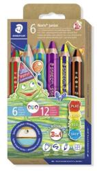 STAEDTLER Színes ceruza készlet, duo színű, hegyezővel, STAEDTLER "Noris® junior 140", 6 különböző szín (TS1402C6) - tintasziget