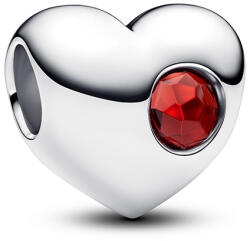 Pandora Gravírozható szív charm vörös kristállyal - 794161C01 (794161C01)
