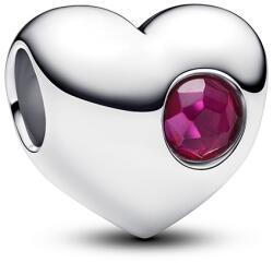 Pandora Gravírozható szív charm valódi vörös kristállyal - 794161C07 (794161C07)