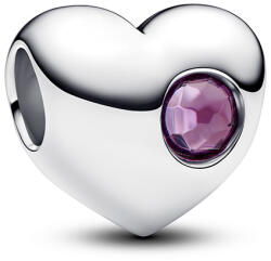 Pandora Gravírozható szív charm szőlőlila kristállyal - 794161C02 (794161C02)