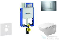Geberit Kombifix falra szerelhető WC szett, Duravit D-Code rimless WC soft close ülőkével, Geberit Sigma 30 fényes/matt króm nyomólappal 10302005NH6 (10302005NH6)
