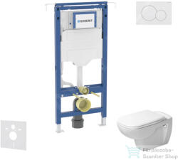 Geberit Duofix falra szerelhető WC szett, Duravit D-Code rimless WC soft close ülőkével, Geberit Sigma 01 alpesi fehér nyomólappal SANI11CP3101 (SANI11CP3101)