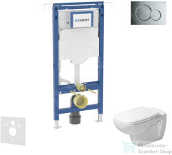 Geberit Duofix falra szerelhető WC szett, Duravit D-Code rimless WC soft close ülőkével, Geberit Sigma 01 fényes króm nyomólappal SANI11CP1100 (SANI11CP1100)