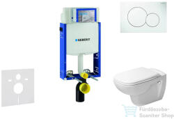 Geberit Kombifix falra szerelhető WC szett, Duravit D-Code rimless WC soft close ülőkével, Geberit Sigma 01 alpesi fehér nyomólappal 10302005NH1 (10302005NH1)