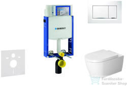 Geberit Kombifix falra szerelhető WC szett, Duravit Me By Starck WC soft close ülőkével, Geberit Sigma 30 fehér/króm nyomólappal 110302005NM5 (110302005NM5)