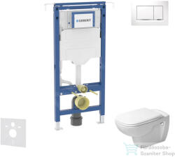 Geberit Duofix falra szerelhető WC szett, Duravit D-Code rimless WC soft close ülőkével, Geberit Sigma 30 fehér/króm nyomólappal SANI11CP3105 (SANI11CP3105)