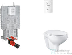 GROHE Uniset falra szerelhető WC szett, Bau Ceramic WC soft close ülőkével, Arena Cosmopolitan alpesi fehér nyomólappal SANI15BB3102 (SANI15BB3102)