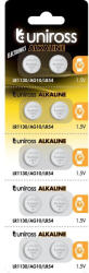 Uniross LR1130, AG10, LR54 1, 5V alkáli gombelem 10db/csomag (U10AG10)