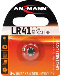 ANSMANN LR41 / LR736 / AG3 1, 5V alkáli gombelem (5015332) - mostelado