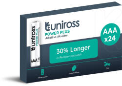 Uniross 1, 5V LR03/AAA/mikro tartós alkáli elem POWER PLUS 24db/csomag (UPPAAABX24)