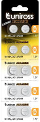 Uniross LR1154, AG13, LR44 1, 5V alkáli gombelem 10db/csomag (U10AG13) - mostelado