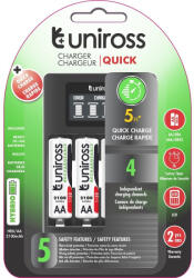 Uniross UCU002A LCD gyorstöltő + 4db AA/ceruza 2100mAh Hybrio Ni-Mh akkumulátor (UCU002A)