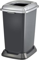 PLANET Szelektív hulladékgyűjtő konténer, műanyag, nyitott fedeles, fém színű, 50L