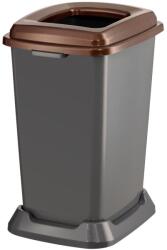 PLANET Szelektív hulladékgyűjtő konténer, műanyag, nyitott fedeles, barna, 50L - klin