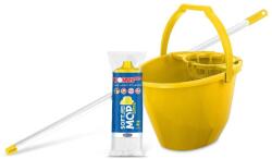 Bonus Felmosó szett-vödör SÁRGA 11L csavaró kosár, felmosó nyél 120cm Softmop 160gr - klin