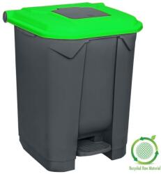PLANET Szelektív hulladékgyűjtő konténer, műanyag, pedálos, antracit, zöld, 50L