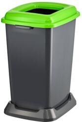 PLANET Szelektív hulladékgyűjtő konténer, műanyag, nyitott fedeles, zöld, 50L - klin