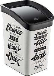 Özer Plastik Műanyag Smart Click billenőfedeles szemetes, fehér/fekete mintás felirattal GOGO 23L - klin