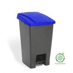 PLANET Szelektív hulladékgyűjtő konténer, műanyag, pedálos, antracit/kék, 70L - klin