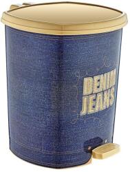 Özer Plastik Műanyag pedálos szemetes, kék/arany mintás DENIM 6L - klin