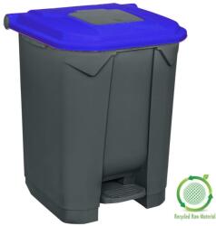 PLANET Szelektív hulladékgyűjtő konténer, műanyag, pedálos, antracit, kék, 50L - klin