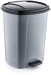 Özer Plastik Műanyag pedálos szemetes, ezüst/fekete 50L - klin