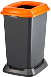 PLANET Szelektív hulladékgyűjtő konténer, műanyag, nyitott fedeles, narancssárga, 50L