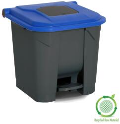 PLANET Szelektív hulladékgyűjtő konténer, műanyag, pedálos, antracit/kék, 30L - klin