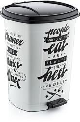 Özer Plastik Műanyag pedálos szemetes, fehér/fekete mintás, GOGO 50L - klin